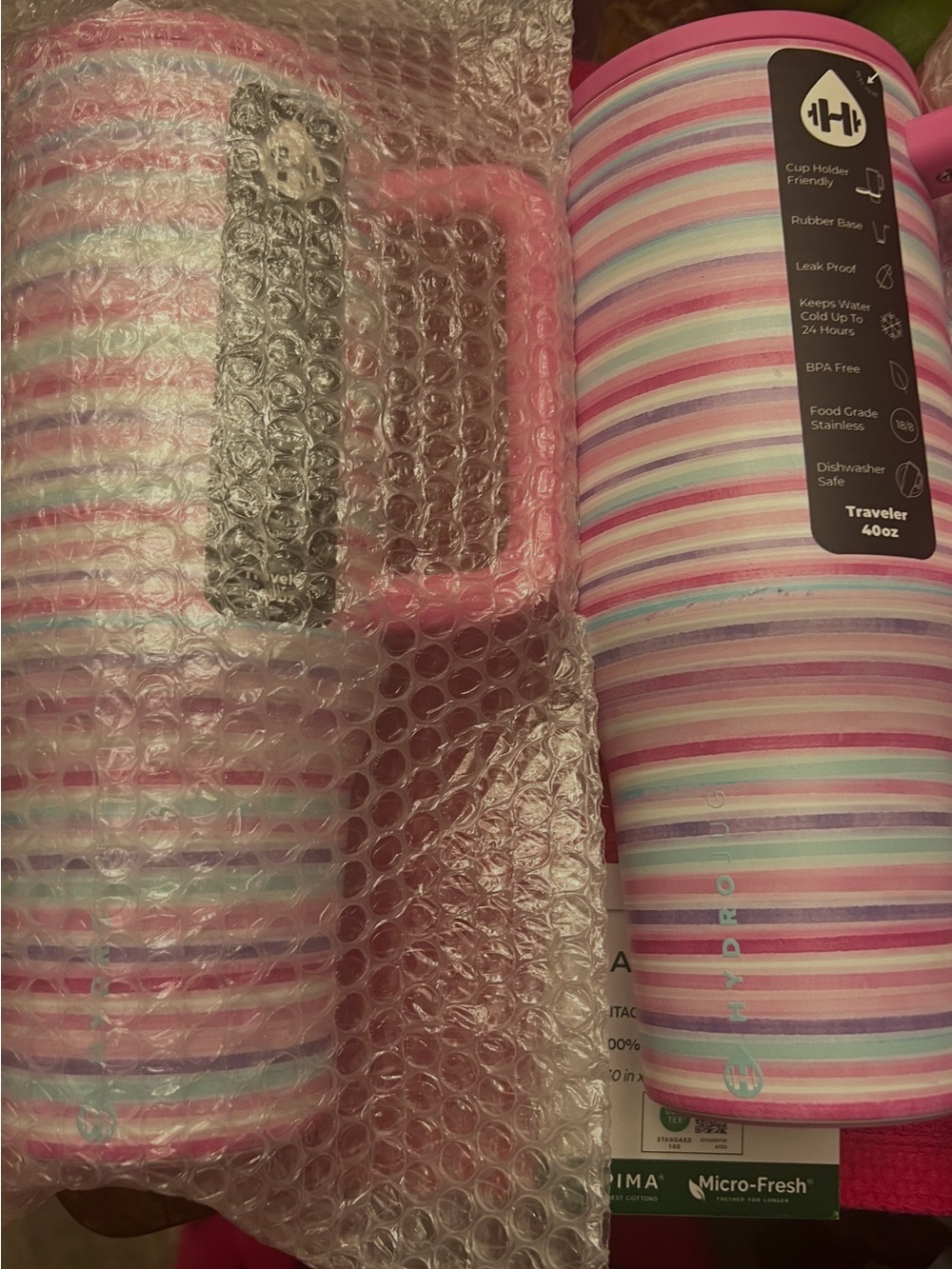 HydroJug Pink Striped Insulated Travel Tumbler - Multicolor Pastel Bands